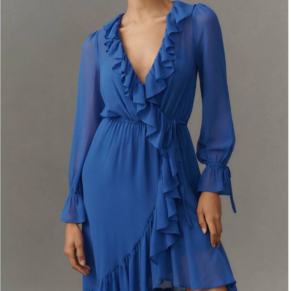 Anthropologie Royal Blue Ruffle Dress